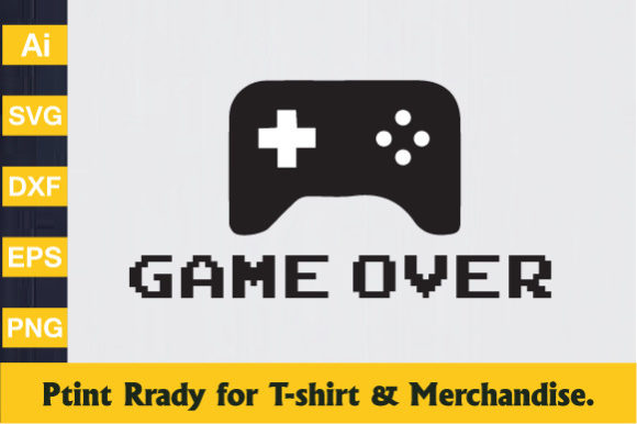 Game Over Gaming T-Shirt Graphics & Designs