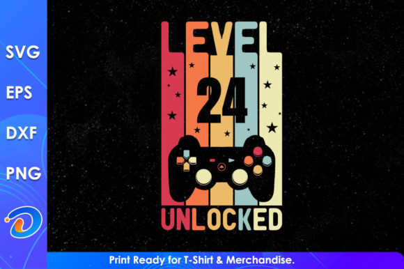 Level 24 Unlocked: Vintage Gaming Graphics for T-Shirt Designs